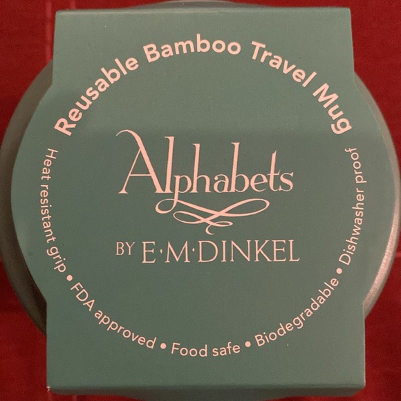 🆕KINGFISHER: Bamboo Travel Mug – Alphabets Design by E.M.Dinkel 14 oz - Picture 4 of 5